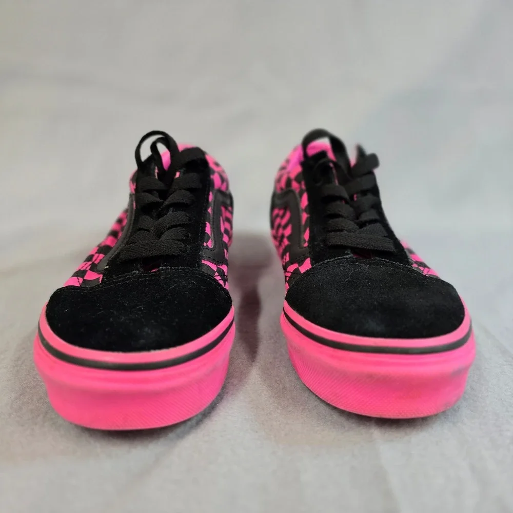Vans‎ Old Skool Pink Black Checkerboard Skate Shoes Kids 3.5 Low Top Sneakers